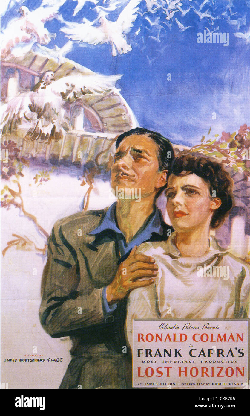 Orizzonte Perduto Poster per 1937 Columbia film con Ronald Colman e Jane Wyatt, diretto da Frank Capra Foto Stock