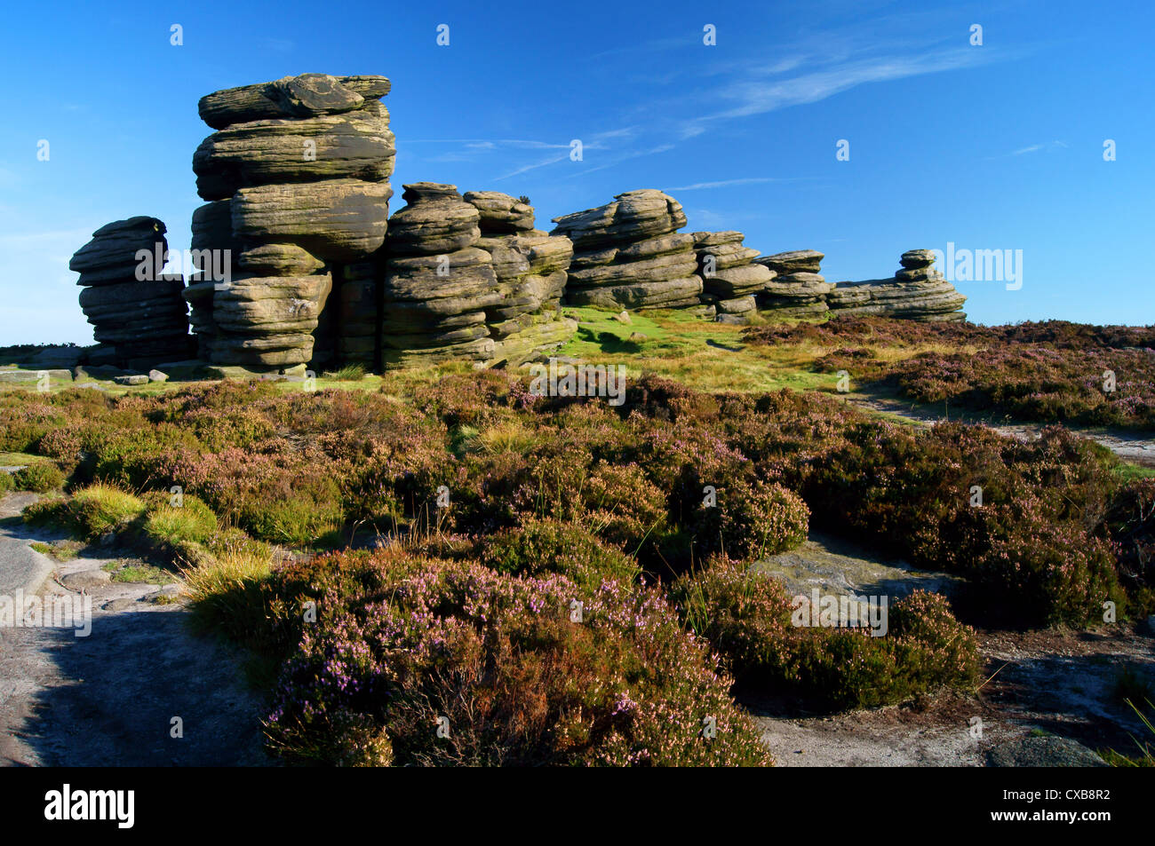 UK,Derbyshire,Peak District,le pietre della ruota,affacciato sul serbatoio Ladybower Foto Stock