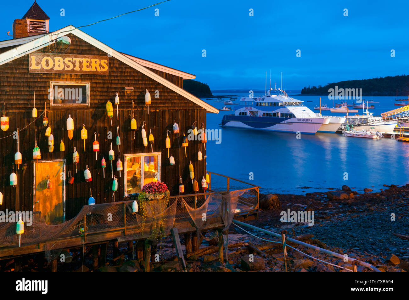 Aragosta Ristorante, Bar Harbor, isola di Mount Desert, Maine, New England, Stati Uniti d'America, America del Nord Foto Stock