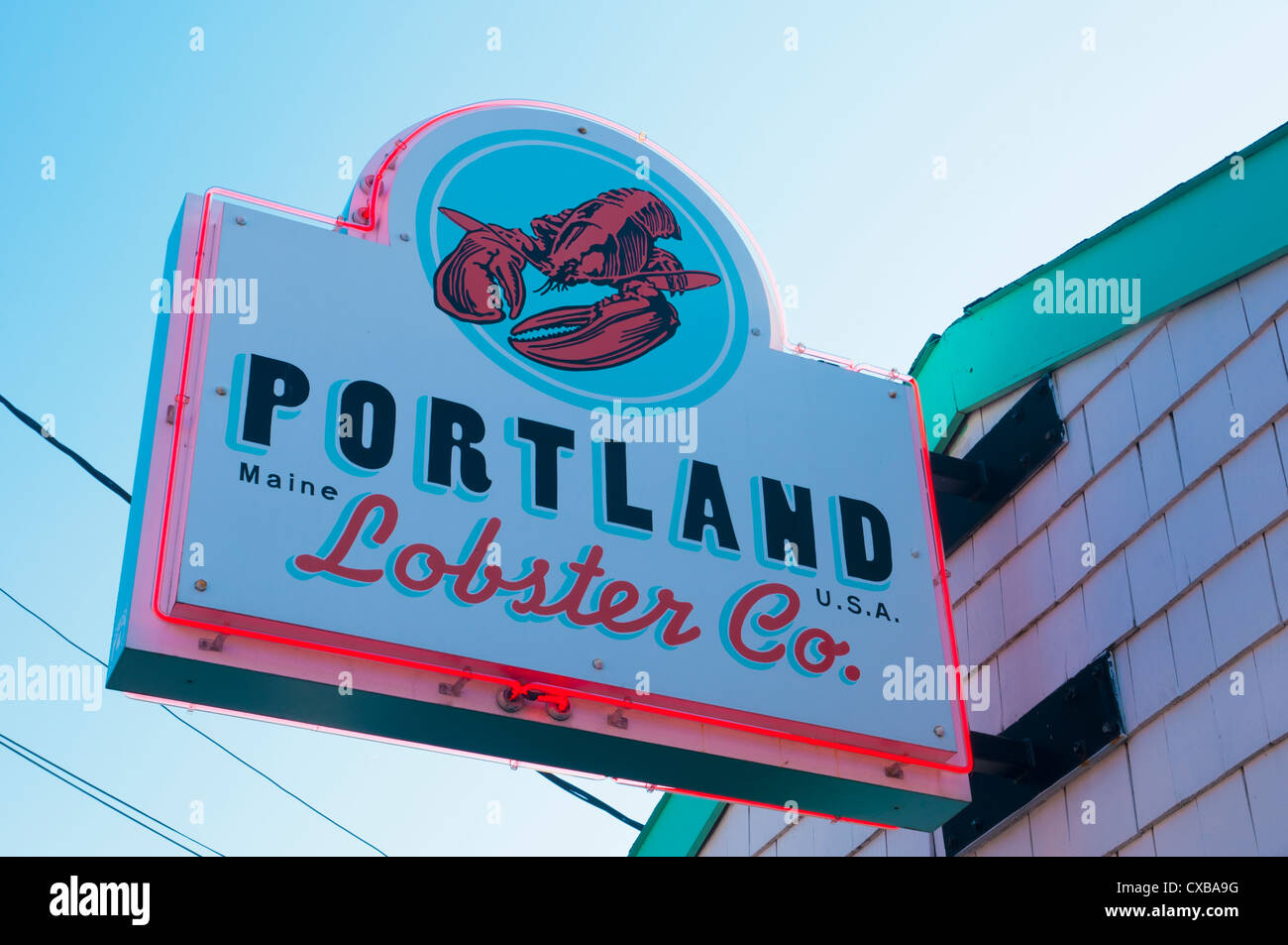 Ristorante a base di aragosta, Portland, Maine, New England, Stati Uniti d'America, America del Nord Foto Stock