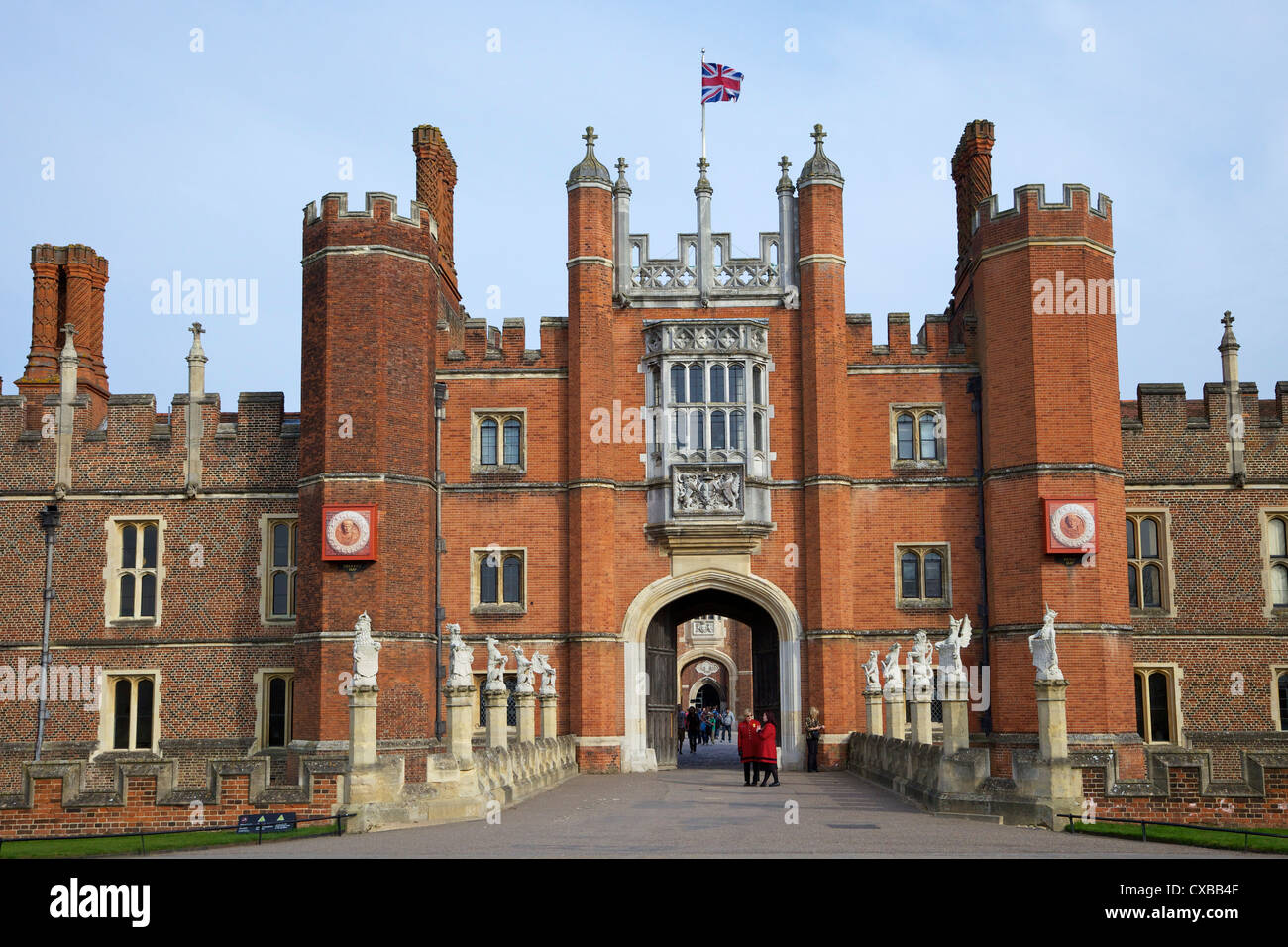 Grande Gatehouse, Hampton Court Palace, Greater London, England, Regno Unito, Europa Foto Stock