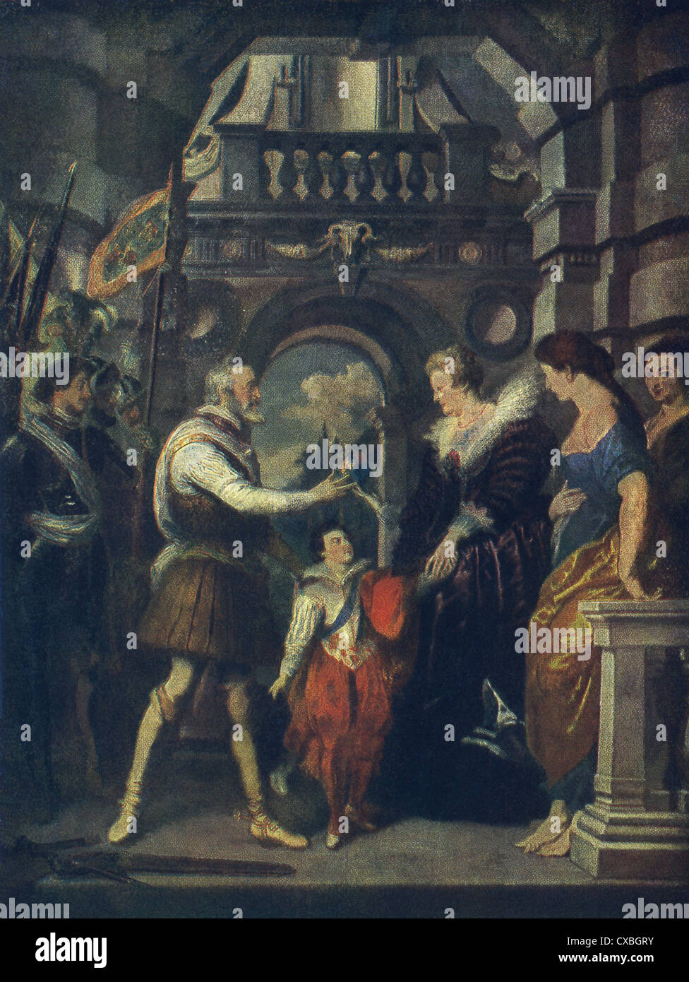 Enrico IV di Francia lascia per la guerra in Germania e conferisce al suo regina Maria de' Medici la carica del regno. Foto Stock