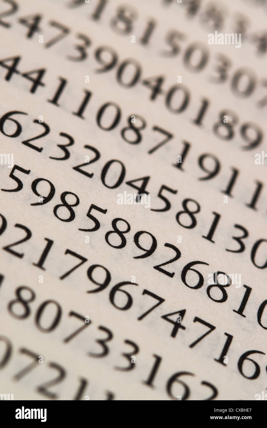 Questa è un immagine di numeri da una scienza libro. Foto Stock