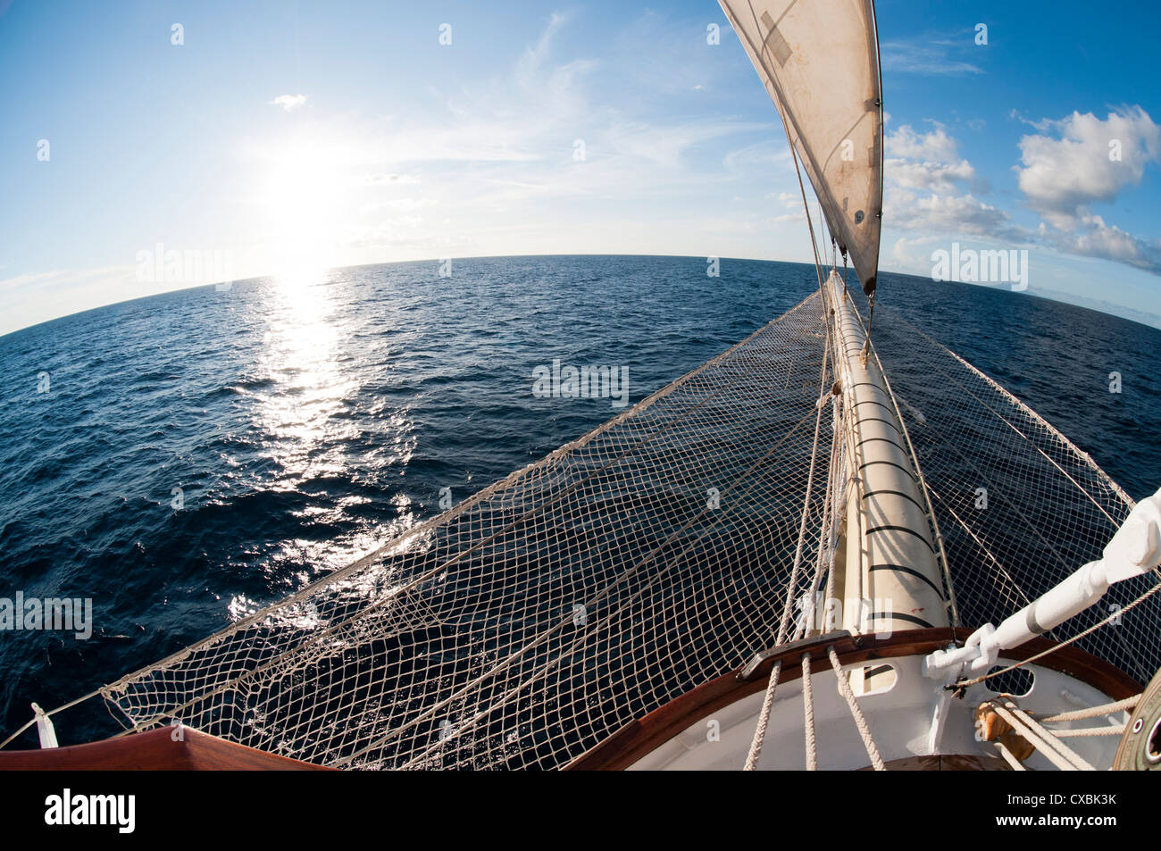 Star Clipper vela nave da crociera, Deshaies, Basse-Terre Guadalupa, West Indies, francese dei Caraibi, in Francia, in America centrale Foto Stock