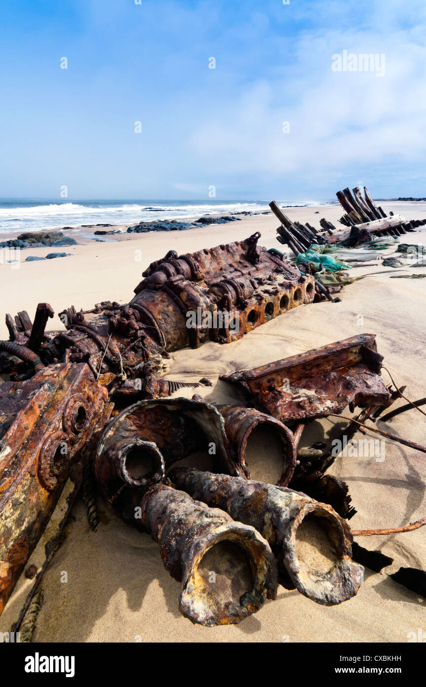 Naufragio resta, Skeleton Coast, Namib Desert, Namibia, Africa Foto Stock