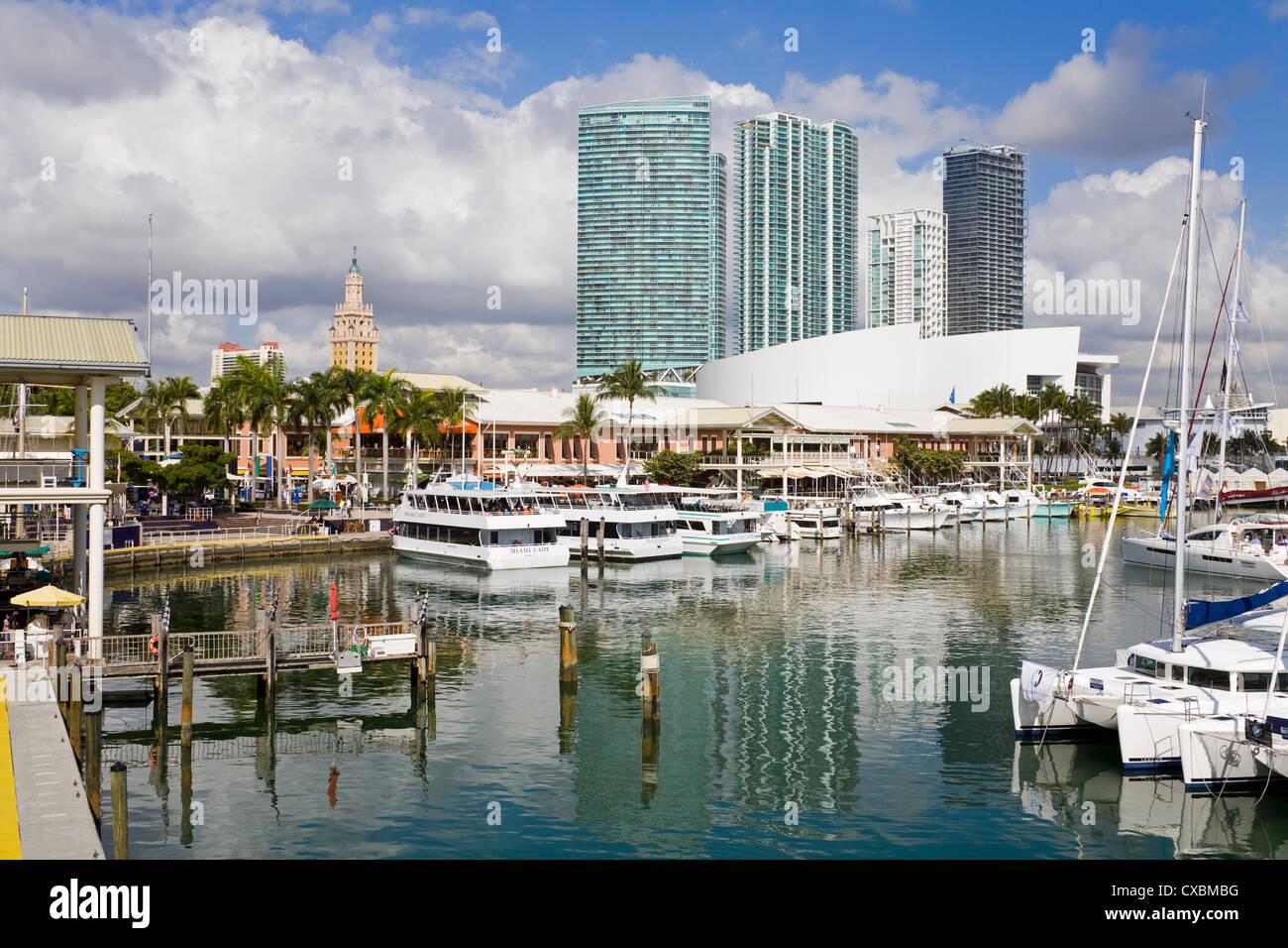 Bayside Marketplace e Marina, Miami, Florida, Stati Uniti d'America, America del Nord Foto Stock