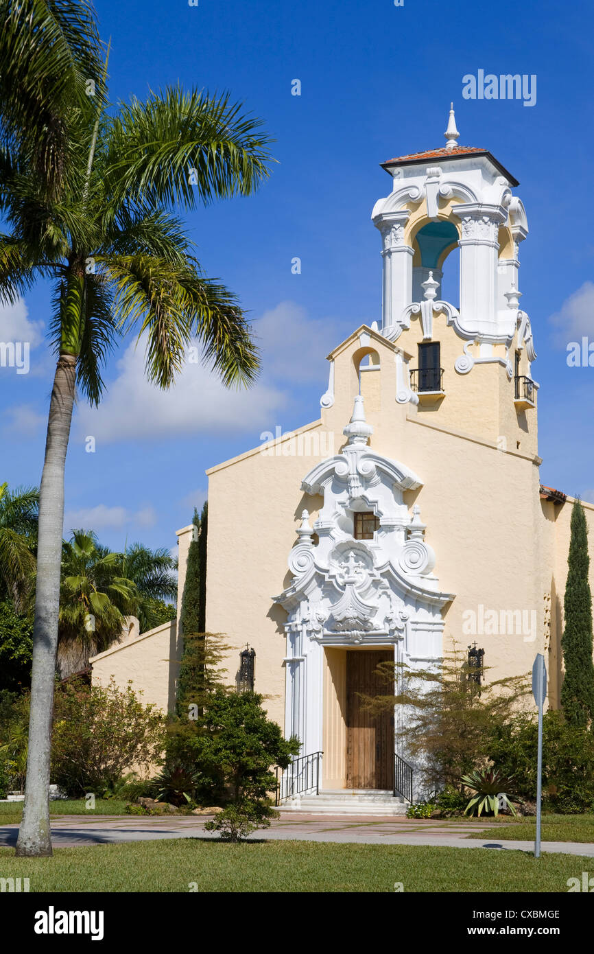 Storica Chiesa congregazionale, Coral Gables, Miami, Florida, Stati Uniti d'America, America del Nord Foto Stock