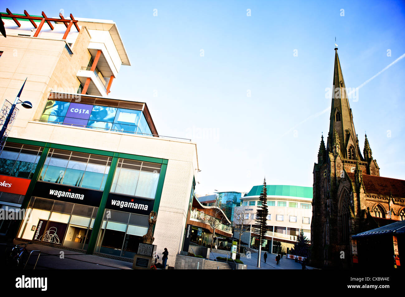 St Martins chiesa Birmingham inizio gli inverni di mattina Foto Stock