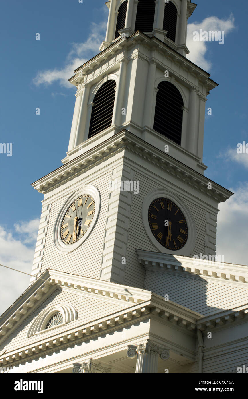 Steeple, prima Chiesa congregazionale, Williamstown, MA, Stati Uniti d'America Foto Stock