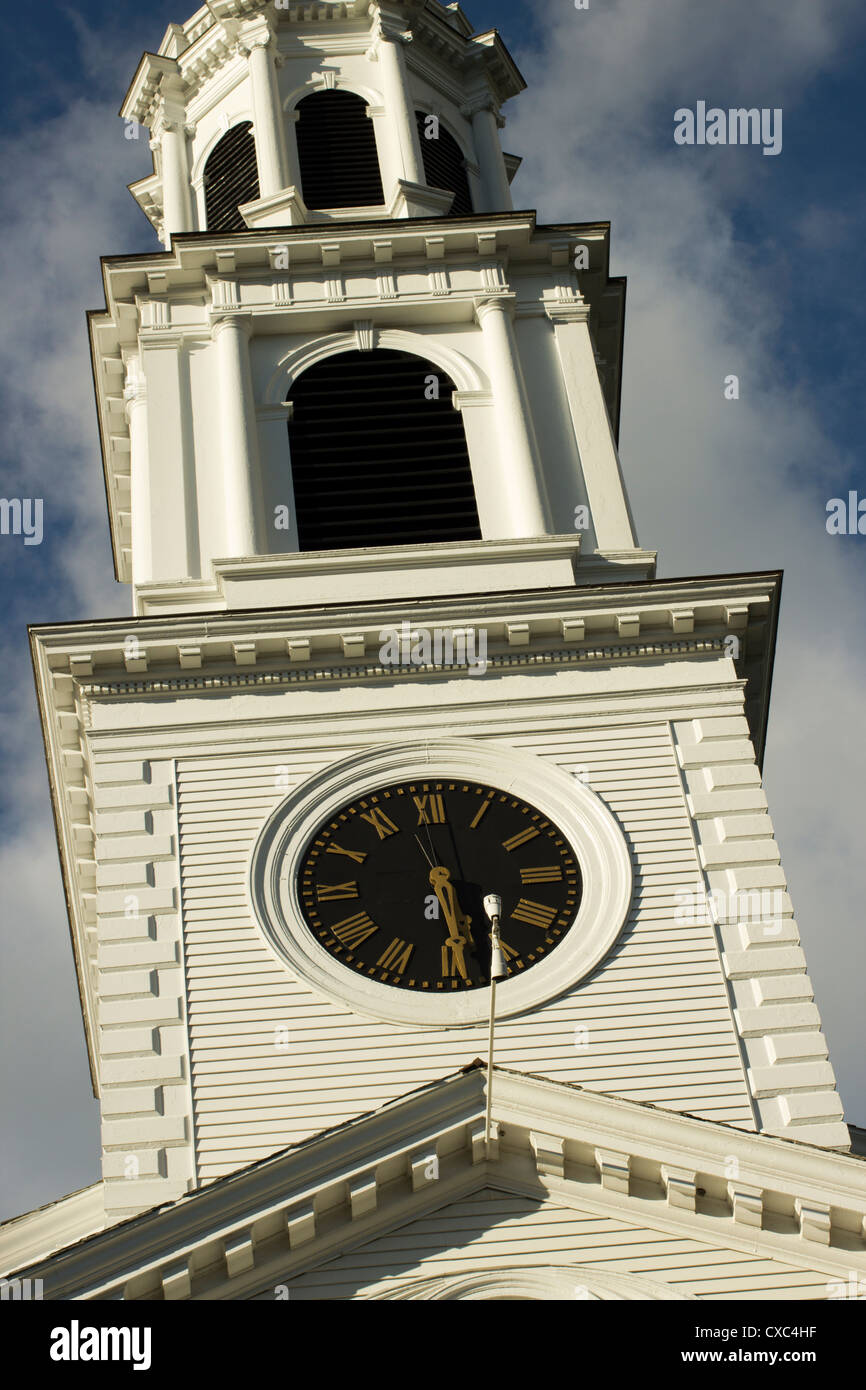 Steeple, prima Chiesa congregazionale, Williamstown, MA, Stati Uniti d'America Foto Stock