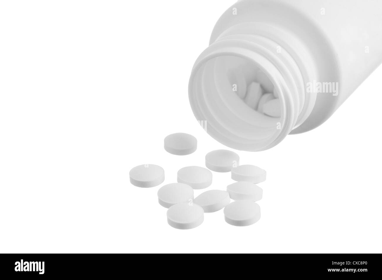 Pills fuoriuscita di pillola bottiglia Foto Stock