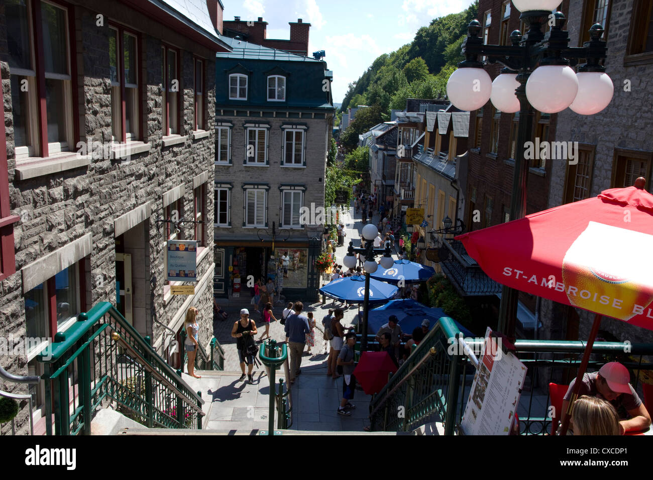 Rue du Petit-Champlain, ha detto di essere la strada più antica in America del Nord, Québec, Canada Foto Stock