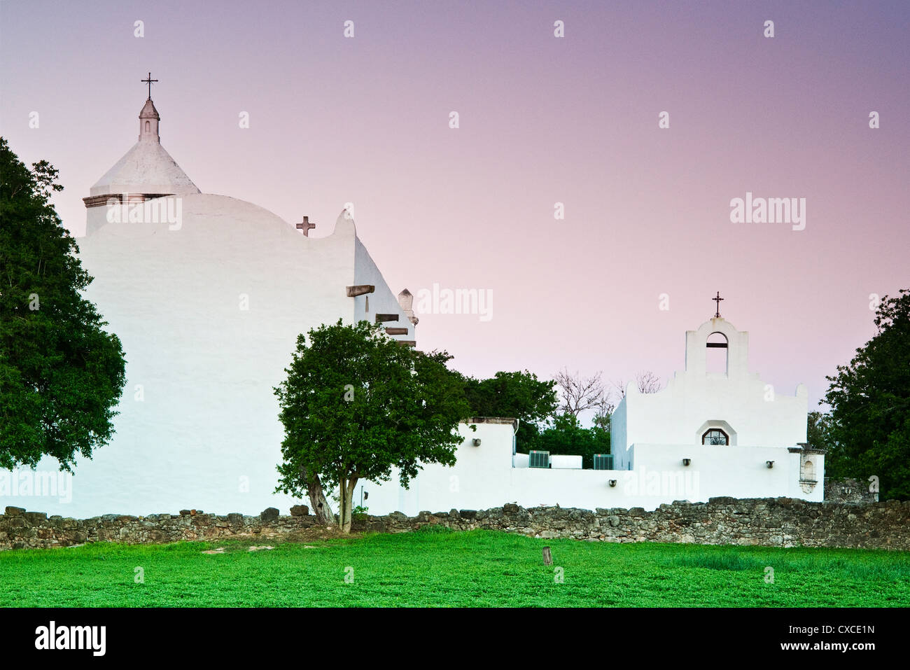 Chiesa alla missione di Espiritu Santo, Goliad State Park, vicino Goliad, Texas, Stati Uniti d'America Foto Stock