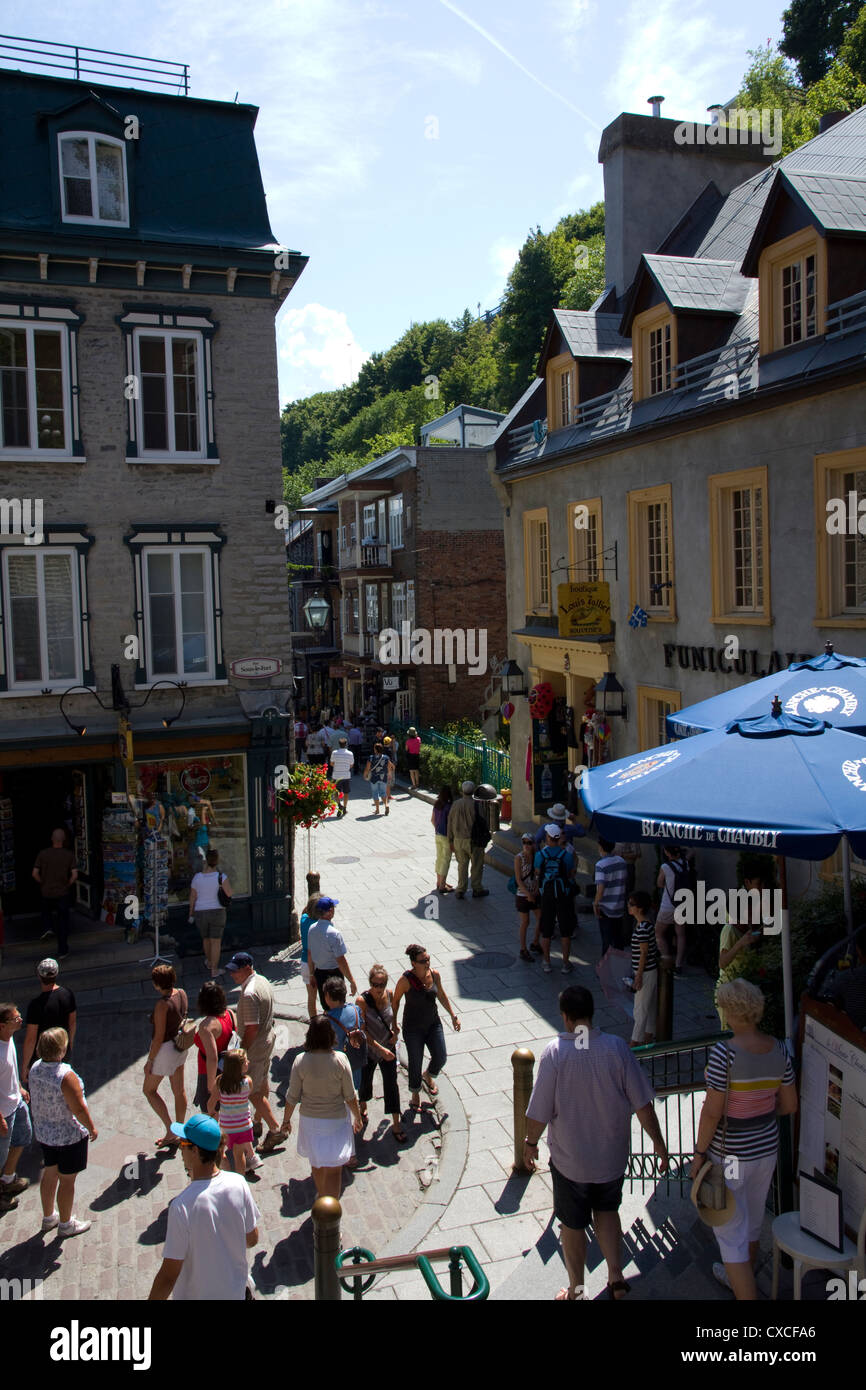 Rue du Petit-Champlain, Québec, Canada Foto Stock