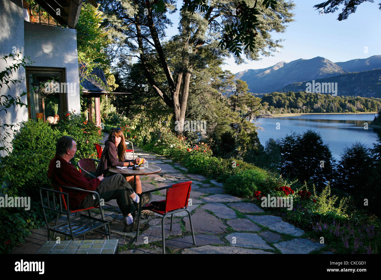 Bellevue cafe nel distretto dei laghi vicino a Bariloche, Patagonia, Argentina. Foto Stock