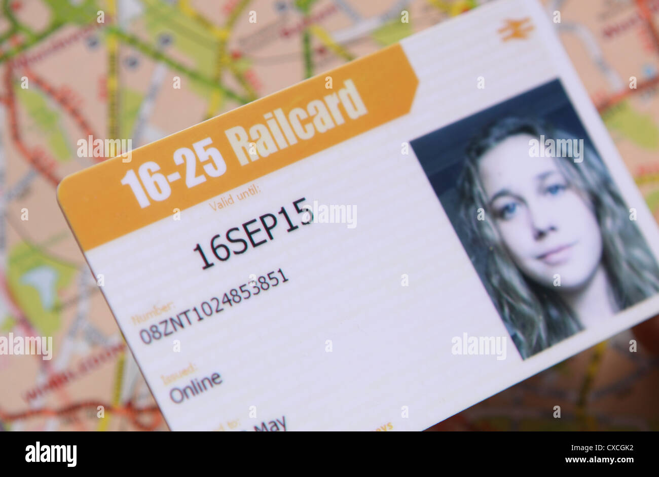Studente Railcard 16 - 25 anni di UK National Rail train schema di sconto Foto Stock