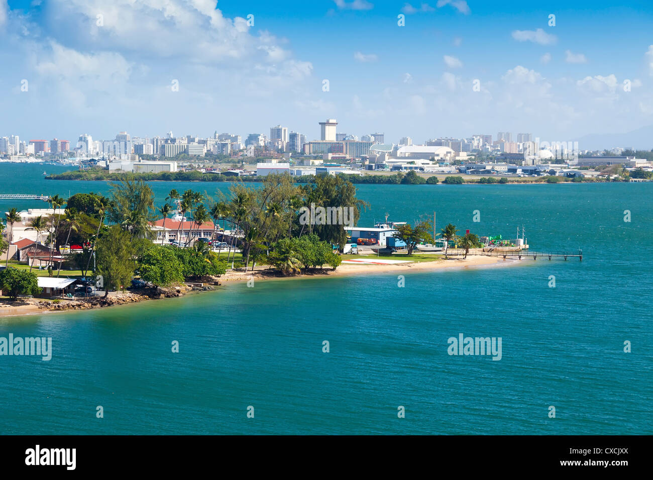 Vista panoramica della città di San Juan, Puerto Rico Foto Stock