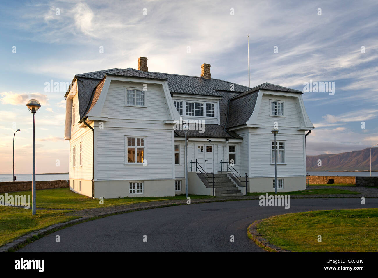 Höfði (Hofdi) Casa, il più famoso per la1986 incontro al vertice tra Ronald Reagan e a Mikhail Gorbaciov per mettere fine alla guerra fredda. Foto Stock