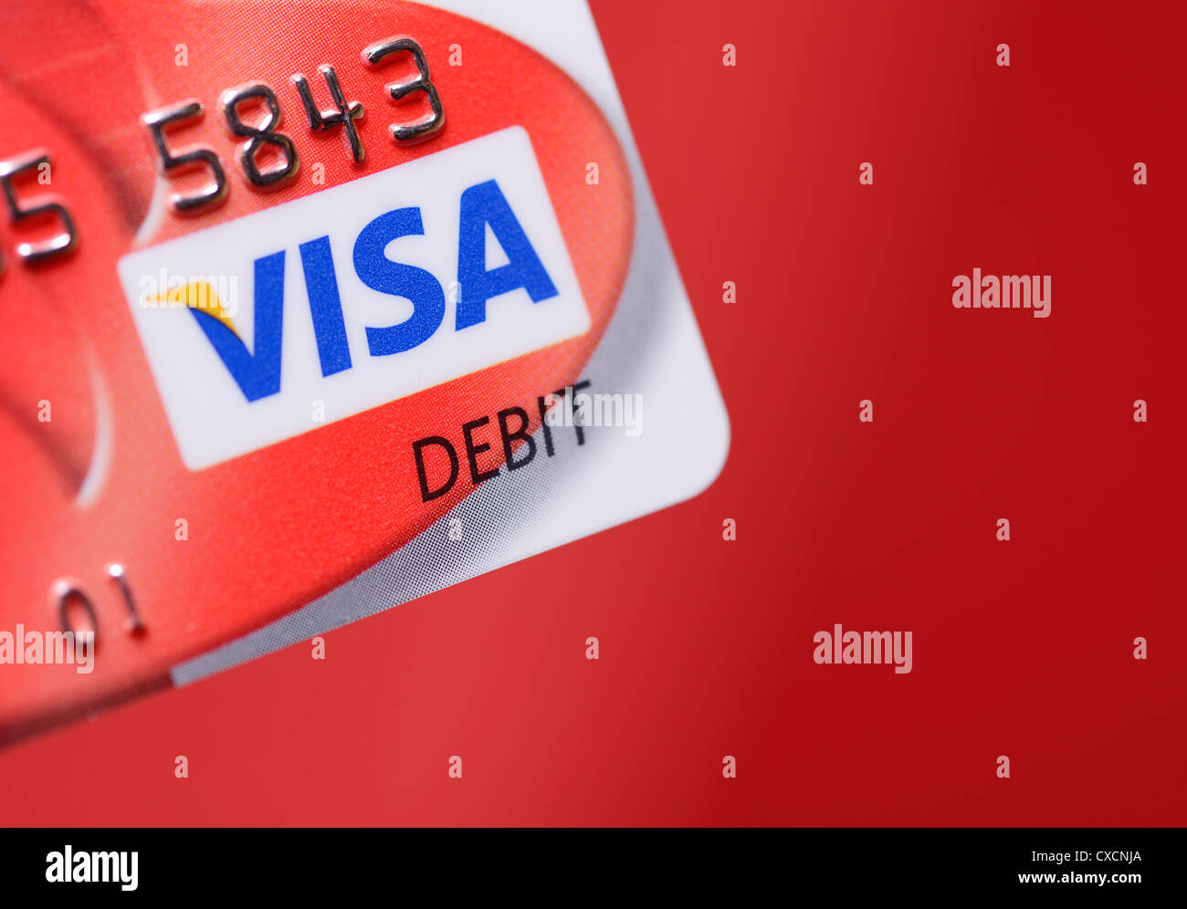 Close up dettaglio di una Visa Debit logo Foto Stock