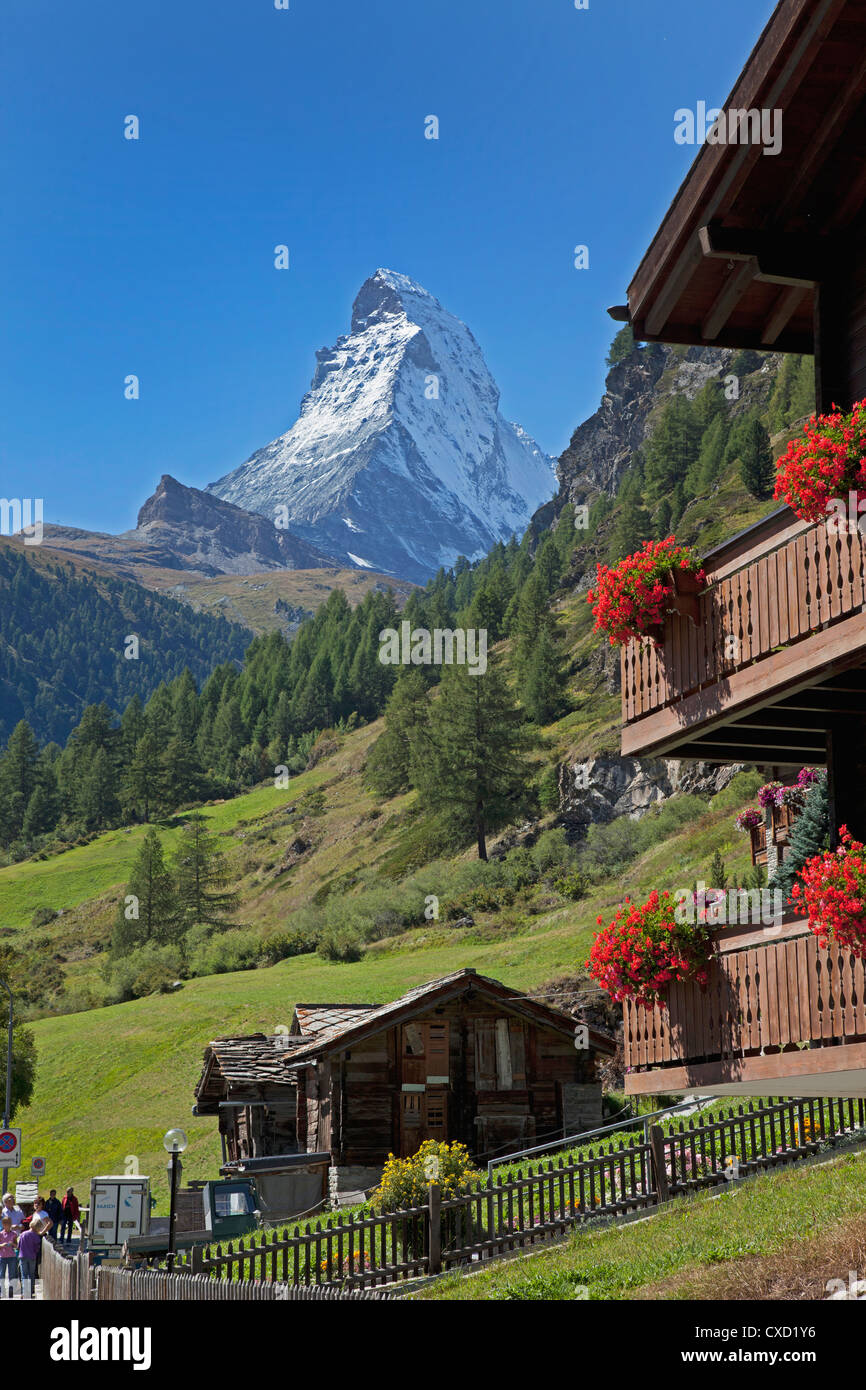 Il Cervino, Zermatt, Canton Vallese, alpi svizzere, Svizzera, Europa Foto Stock