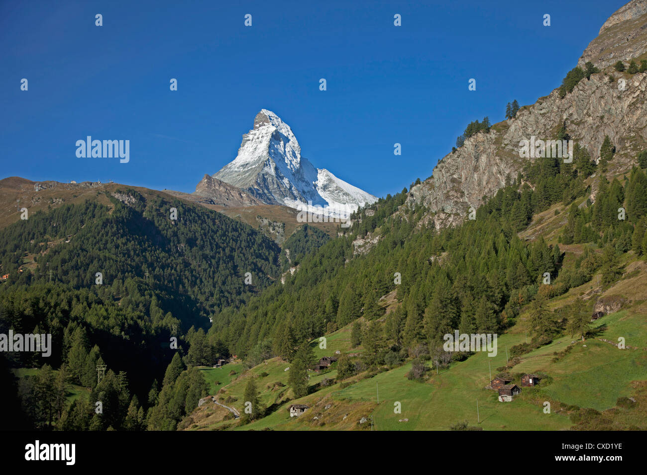 Il Cervino, Zermatt, Canton Vallese, alpi svizzere, Svizzera, Europa Foto Stock