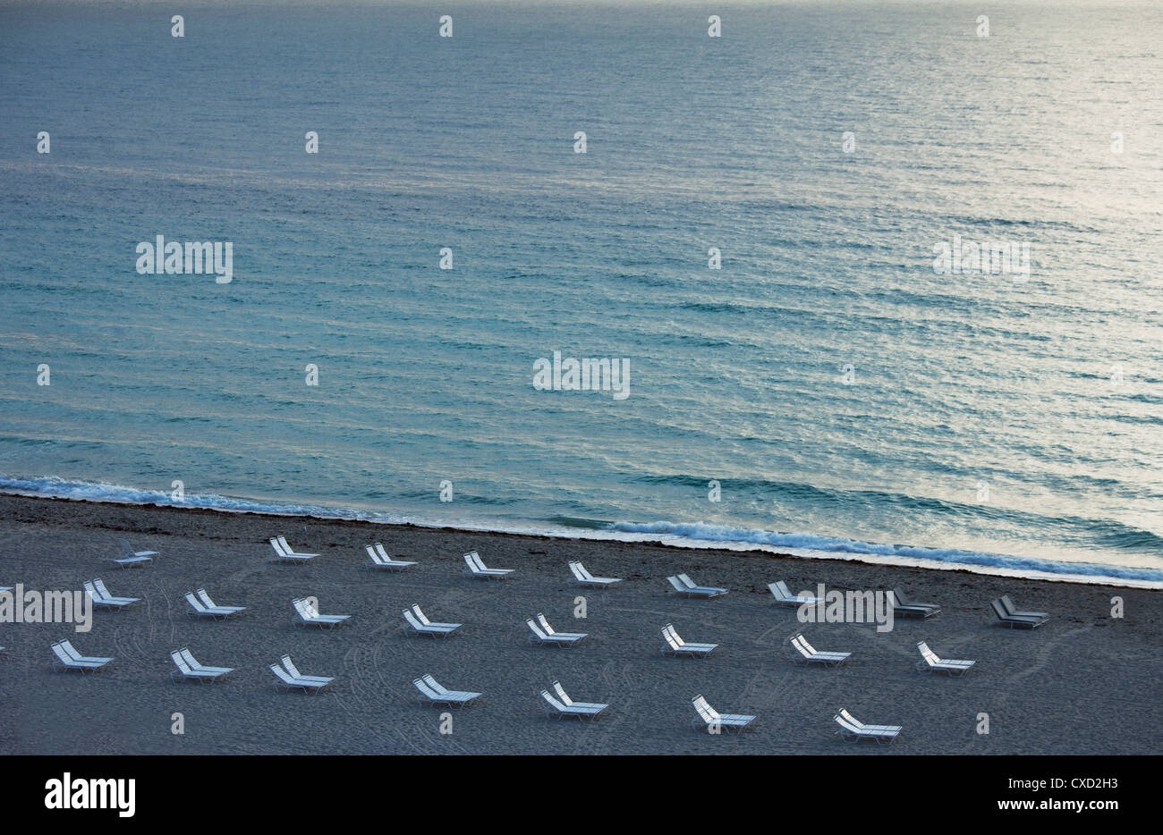 Spiaggia vuota, South Beach, Miami Beach, Florida, Stati Uniti d'America, America del Nord Foto Stock