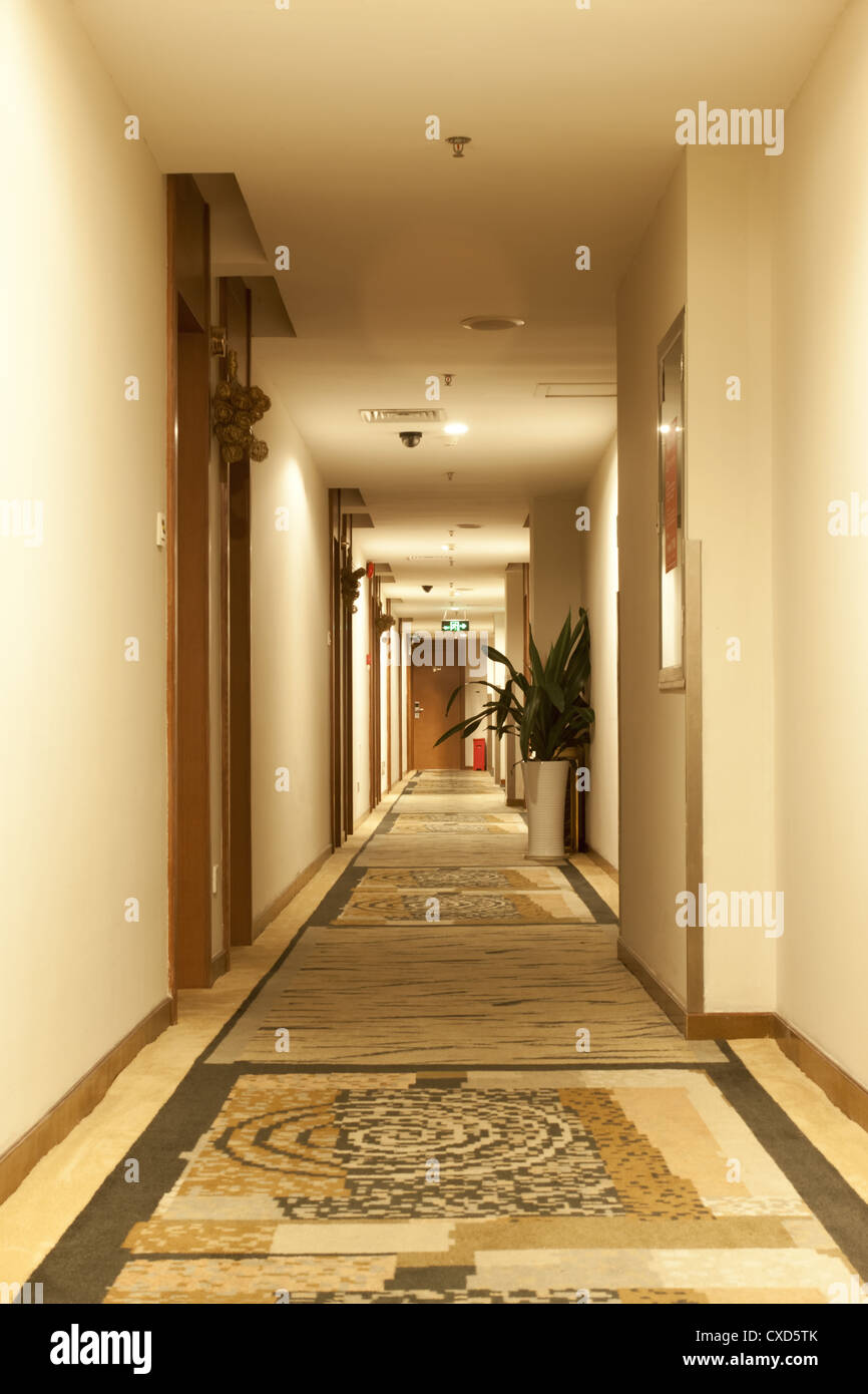 corridoio dell'Hotel Foto Stock