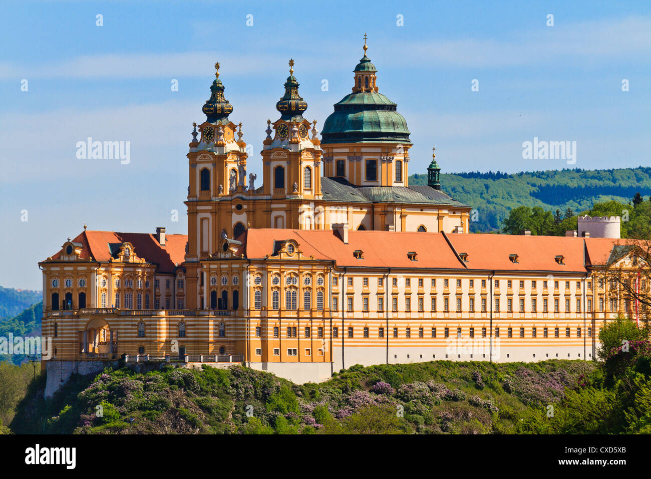 L'Abbazia di Melk è un austriaco abbazia benedettina e uno dei più famosi siti monastici Foto Stock