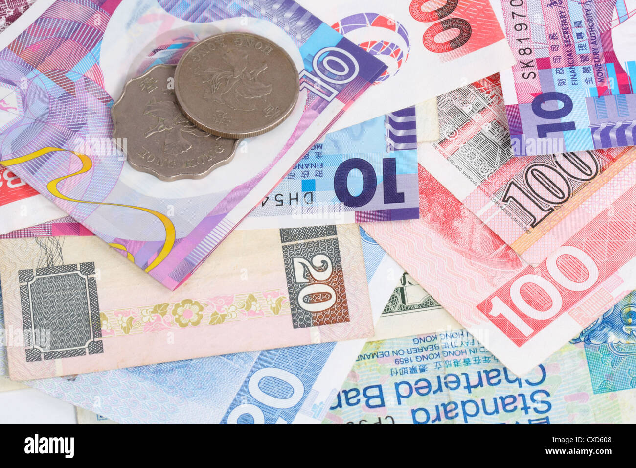 Sfondo di denaro di hong kong Foto Stock