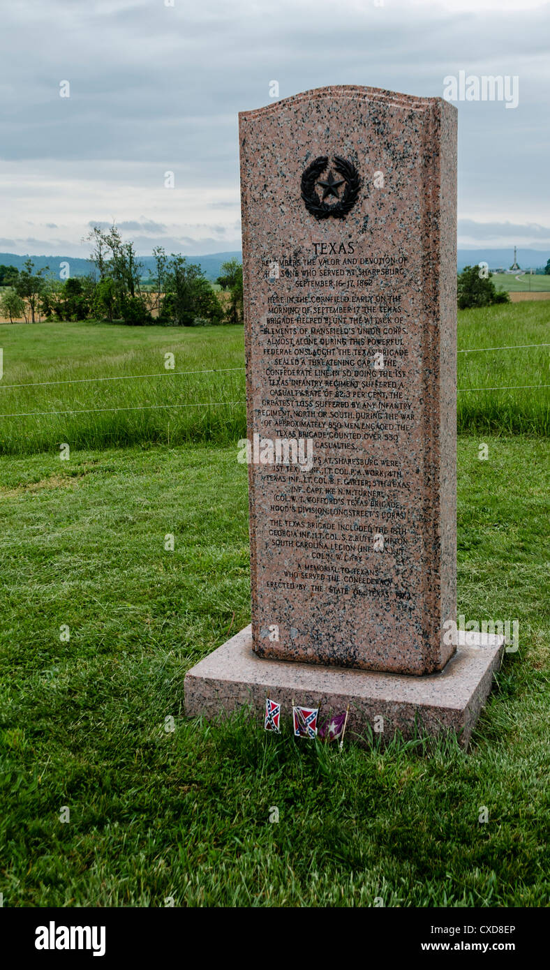 Texas monumento di Antietam National Battlefield Foto Stock
