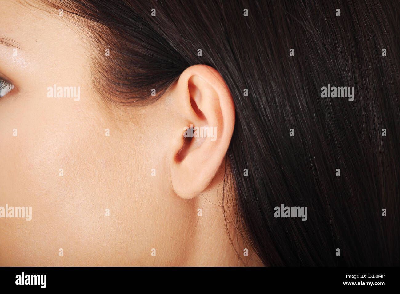 Orecchio umano closeup Foto Stock