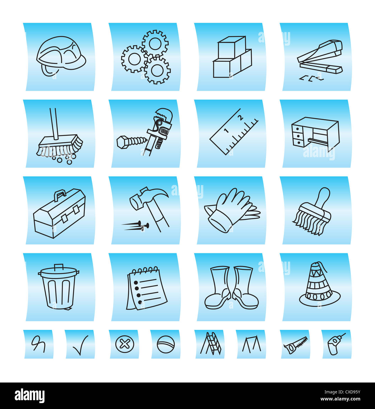 Costruzione di pulsanti e icone, illustrazione vettoriale Foto Stock