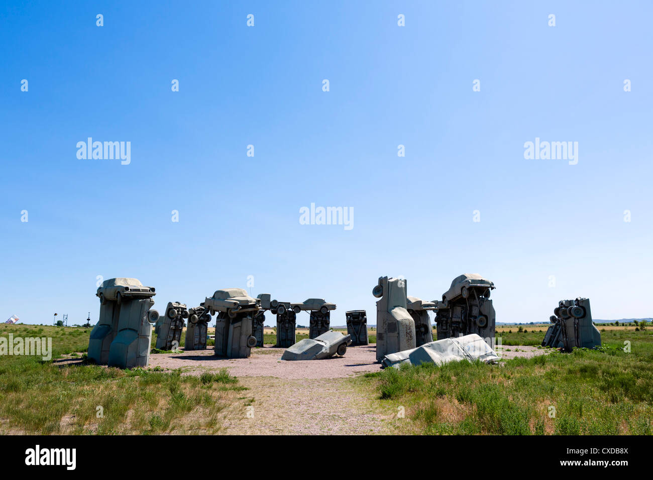 Carhenge, un opera realizzata da vecchie vetture demolite, alleanza, Nebraska, STATI UNITI D'AMERICA Foto Stock