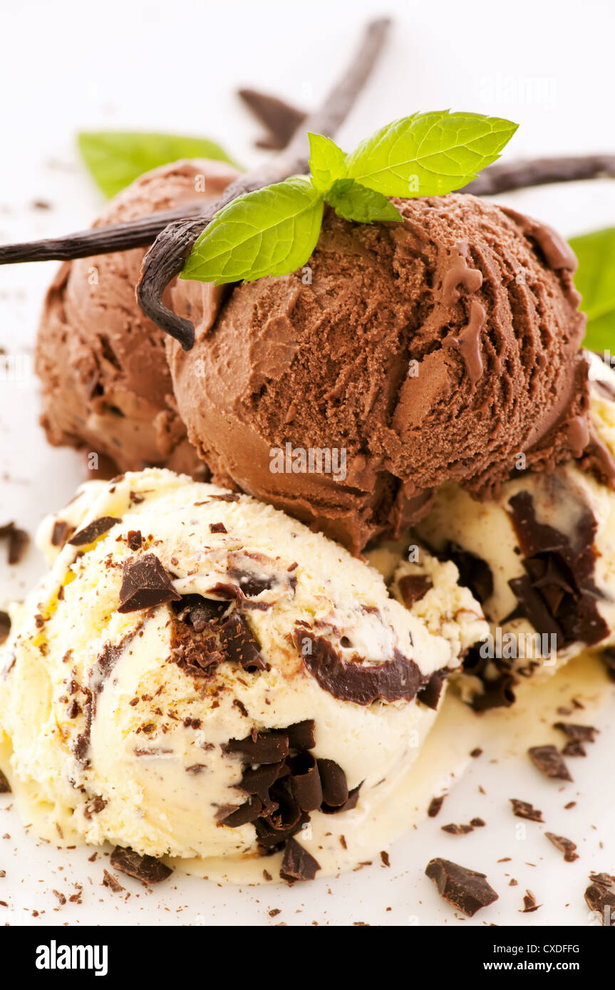 La vaniglia gelato al cioccolato Foto Stock