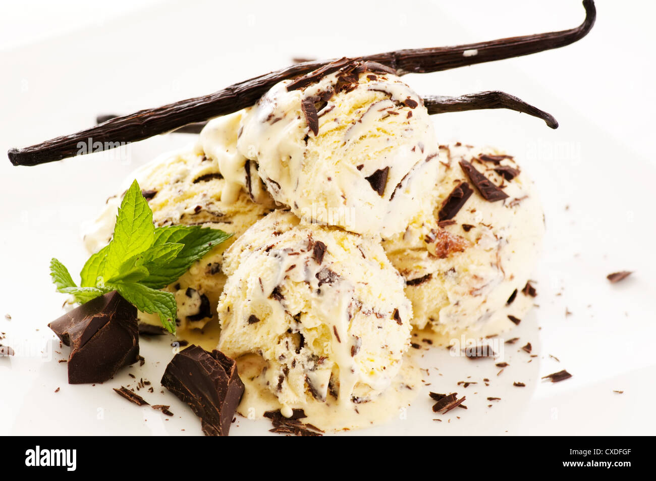 La vaniglia gelato al cioccolato Foto Stock
