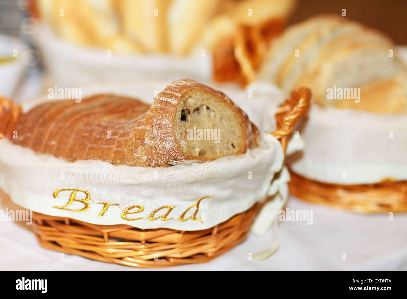 Pane fresco servito per la prima colazione Foto Stock