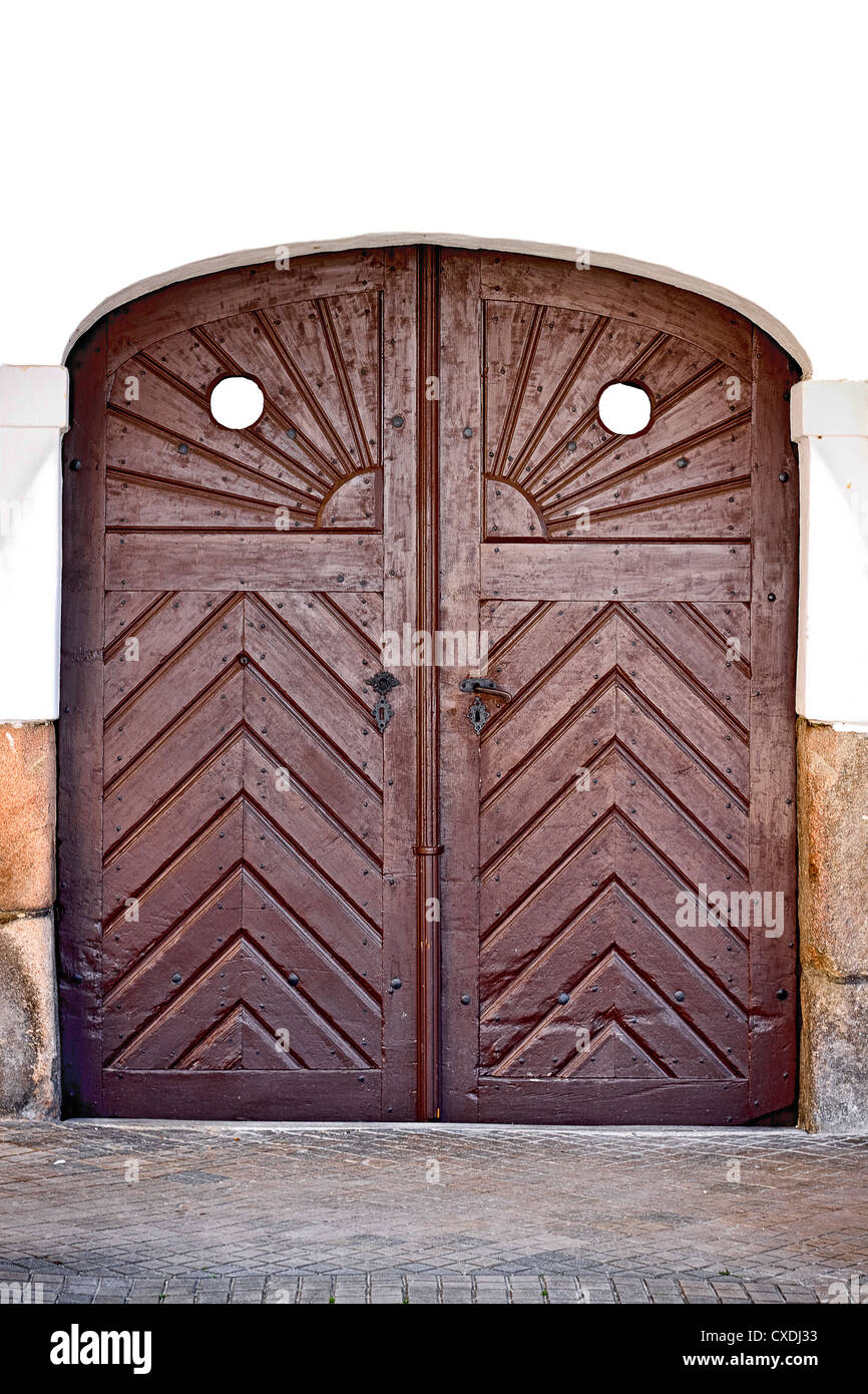 In legno antico cancello esterno Foto Stock
