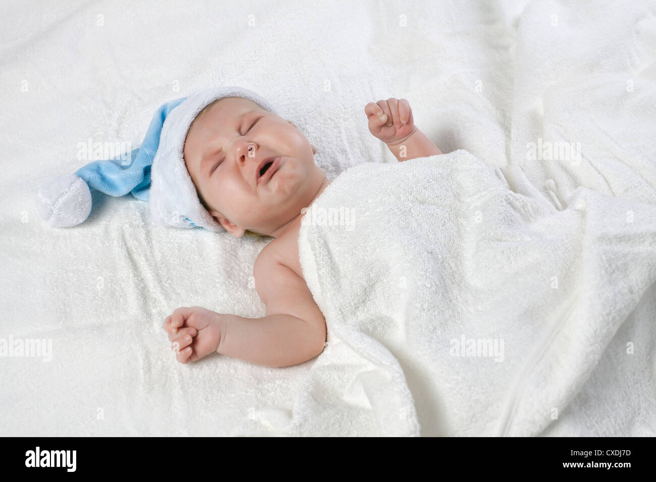 Il pianto neonato Foto Stock