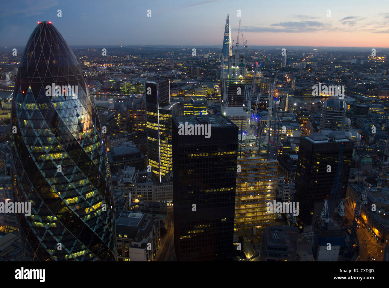 Vista di Londra dal quarantesimo piano di Heron Tower - City of London Foto Stock