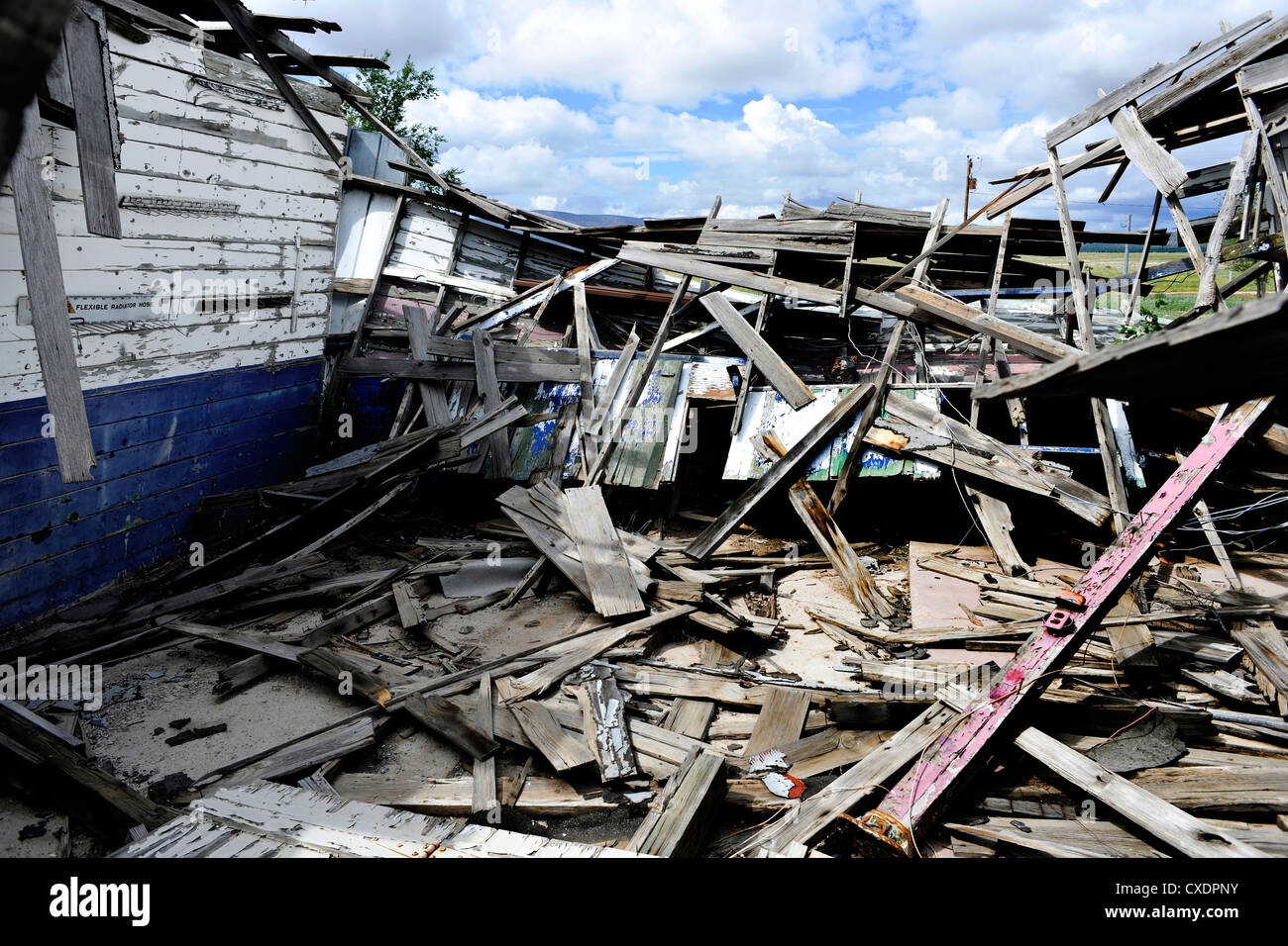 Storm/uragano/Tornado/Twister danni, Route 66, STATI UNITI D'AMERICA Foto Stock