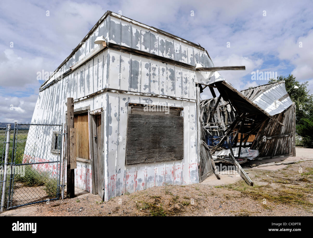 Storm/uragano/Tornado/Twister danni, Route 66, STATI UNITI D'AMERICA Foto Stock