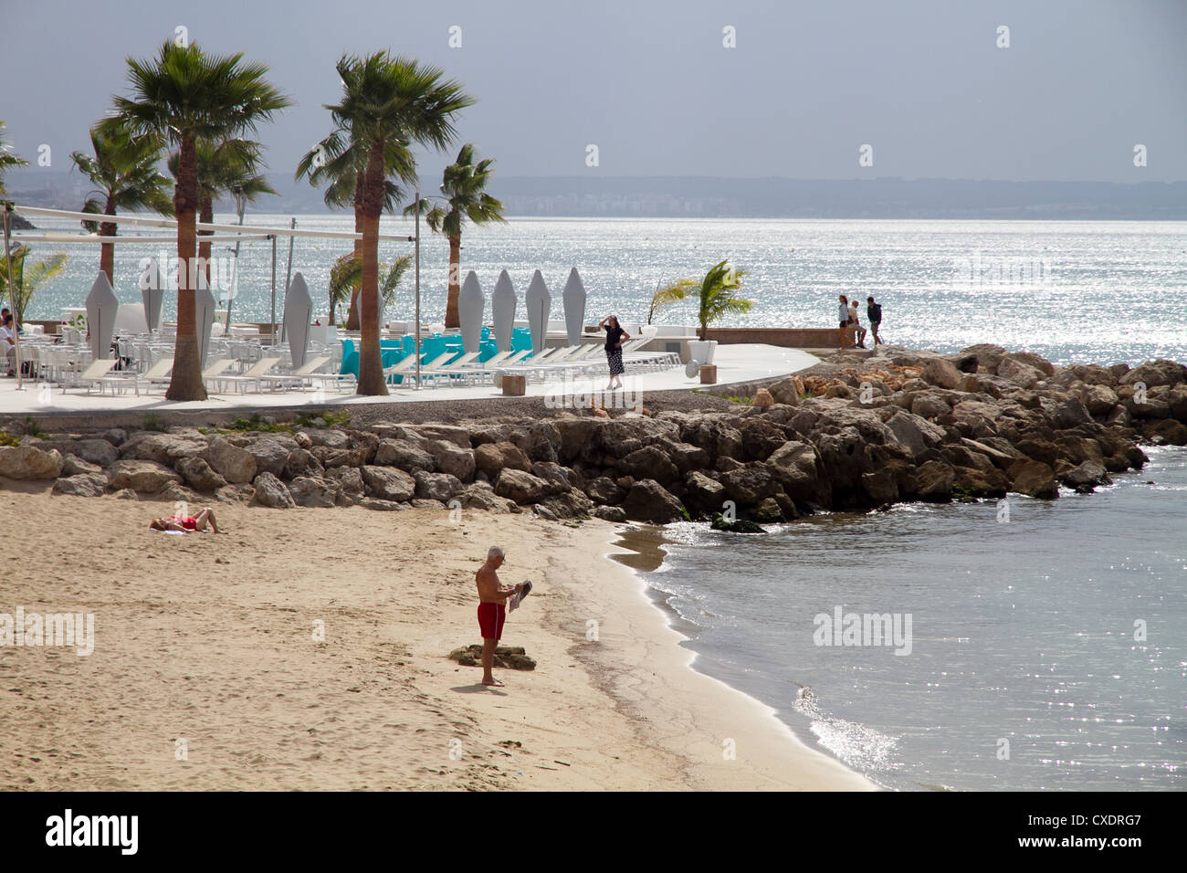 Spiaggia di Mallorca scena, Maiorca, isole Baleari, Spagna Foto Stock