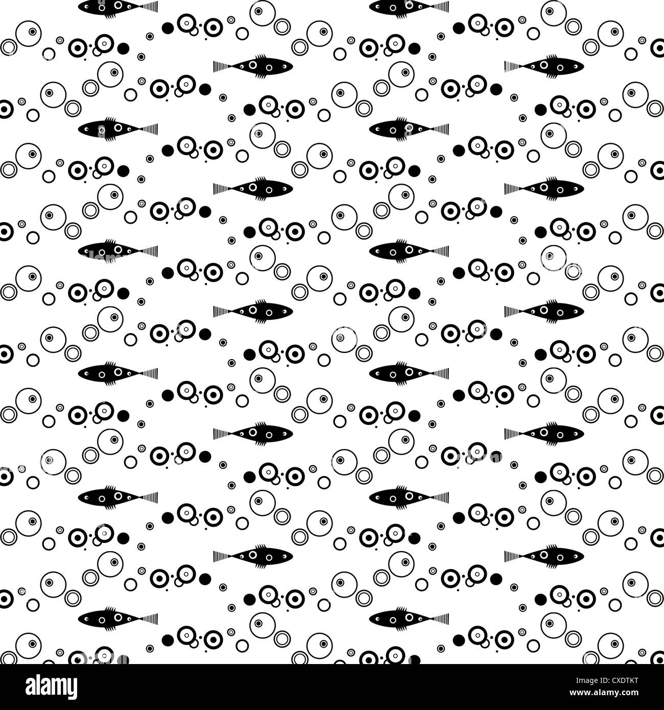 Modello senza giunture di puntini di bolla e pesce Foto Stock
