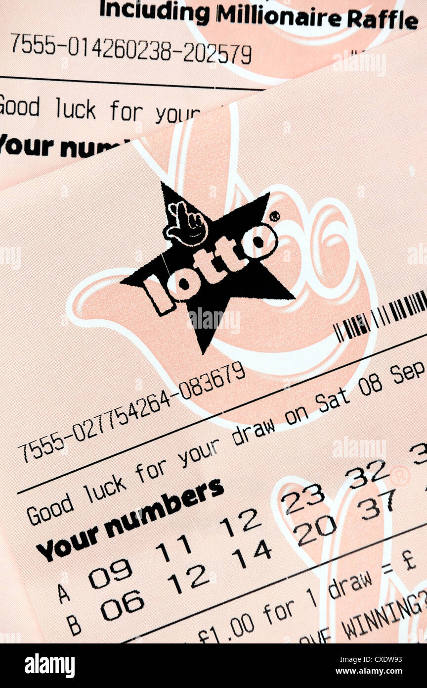 Lotteria nazionale lotto ticket England Regno Unito Foto Stock
