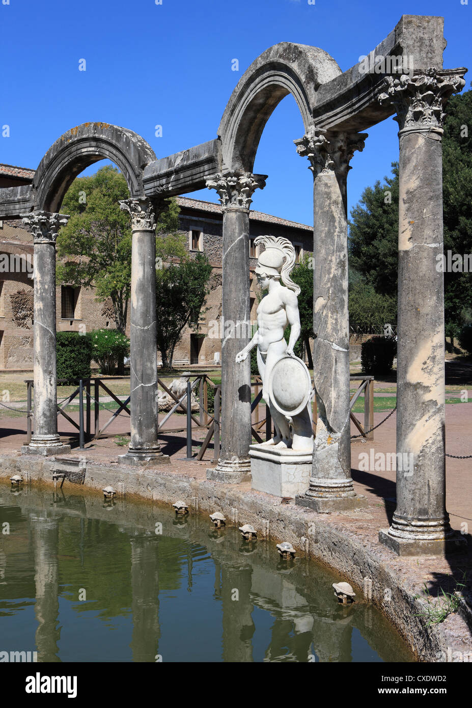 Villa Adriana, Canopus Canal, Sito Patrimonio Mondiale dell'UNESCO, Tivoli, Roma, Lazio, l'Italia, Europa Foto Stock