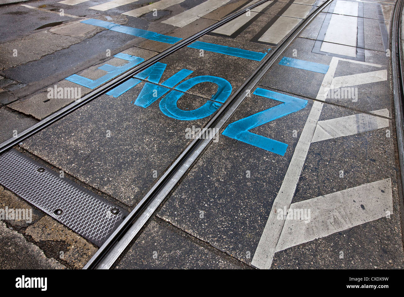 Zona - asfalto con guide Foto Stock