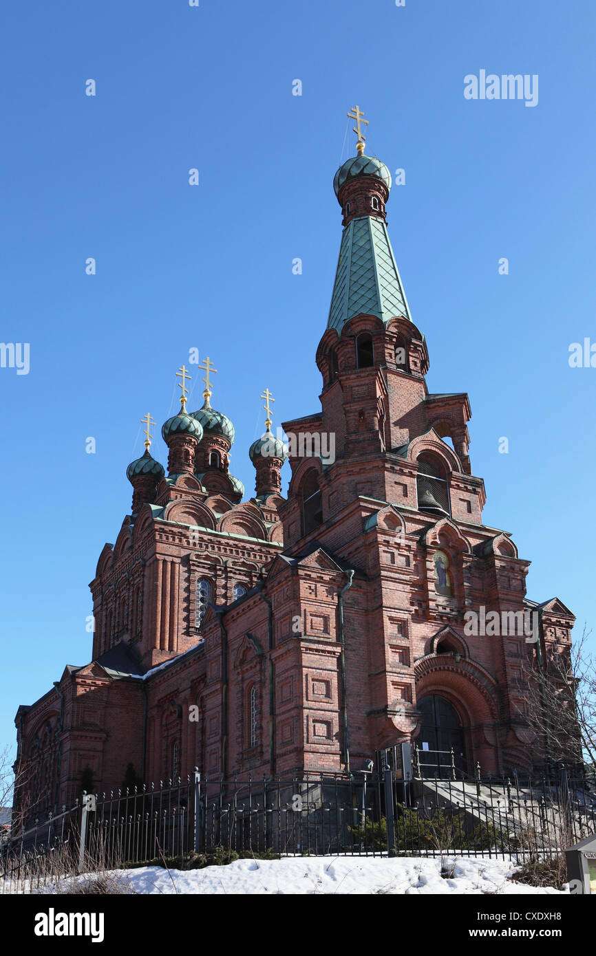 Neo-Byzantine-style Chiesa Ortodossa, progettato da T.U. Jazykov, costruita a partire dal 1896-99, a Tampere, Pirkanmaa, Finlandia e Scandinavia Foto Stock