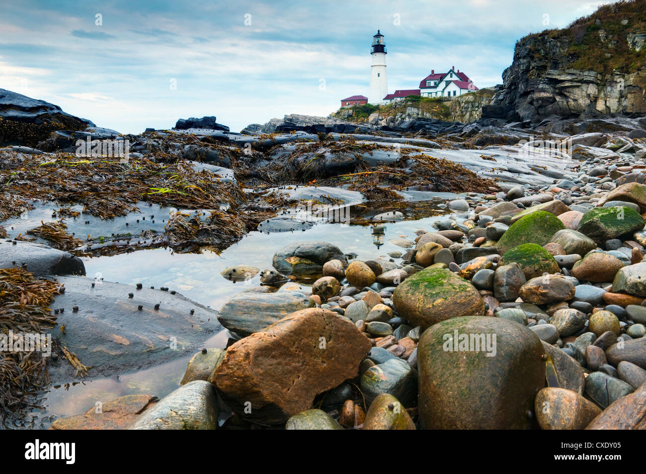 Portland Head Lighthouse, Portland, Maine, New England, Stati Uniti d'America, America del Nord Foto Stock