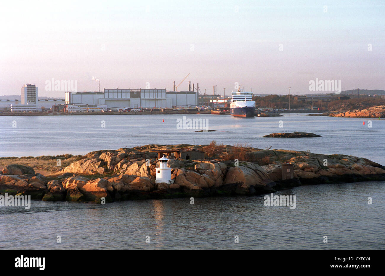 A Göteborg, beacon rock out nel porto Foto Stock