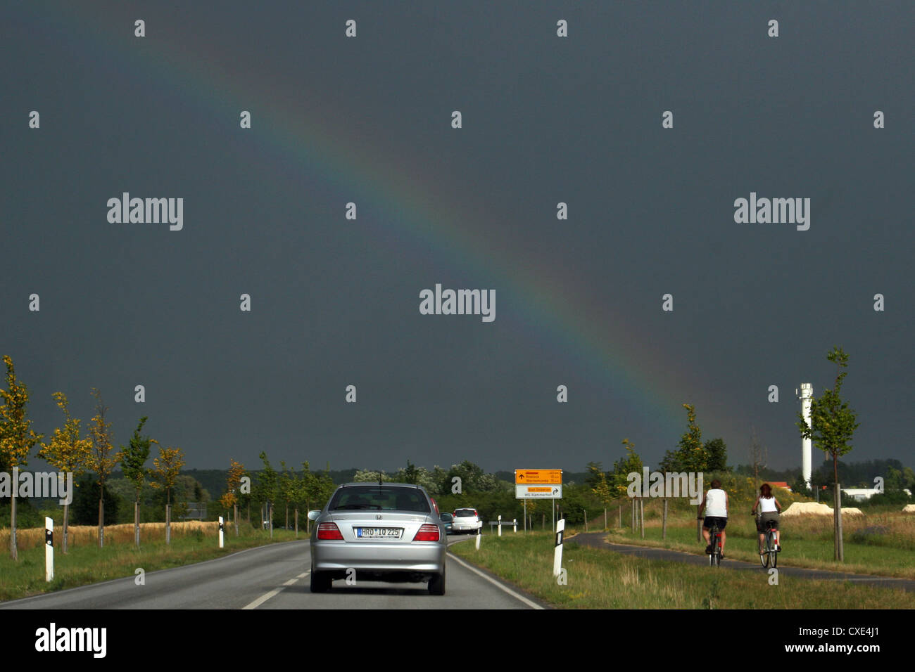 Bad Doberan, rainbow oltre l'autostrada 105 Foto Stock